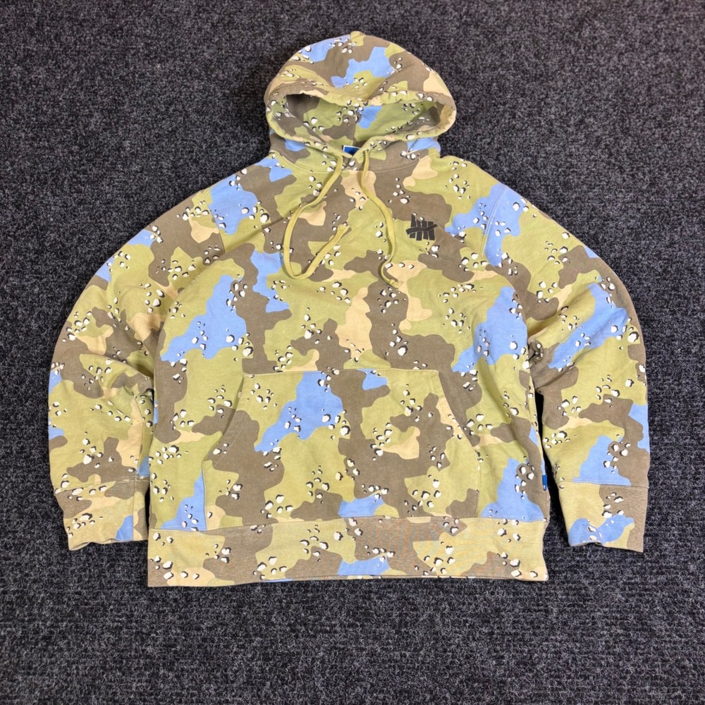 Undefeated Camo Hoodie Mens Large Blue Green Desert Camouflage 5 Strike Logo